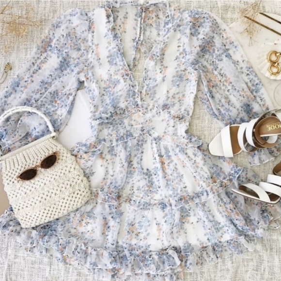 NWT BOHEMIAN FLORAL PRINTS LONG SLEEVE BEACH VACATION CHURCH DRESS SIZE: S-L - Picture 2 of 10